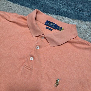 Polo Ralph Lauren Classic Fit Polo Shirt XL Orange Salmon Heather Short Sleeve